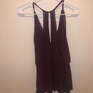 Kendall & Kylie Pacsun embroidered deep cut blouse